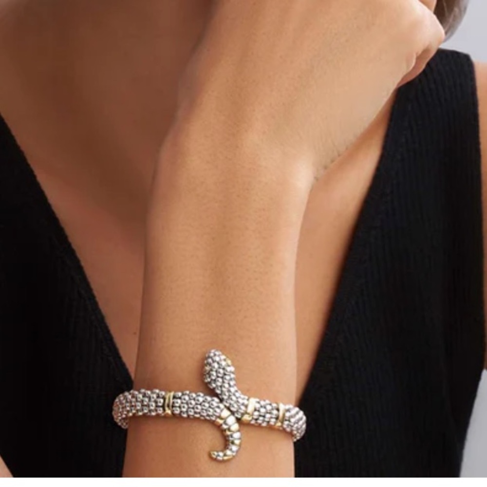 RARE WONDERS Two-Tone Snake Rope Bracelet from Lagos Size 6.5 & 7 - Picture 5 of 11